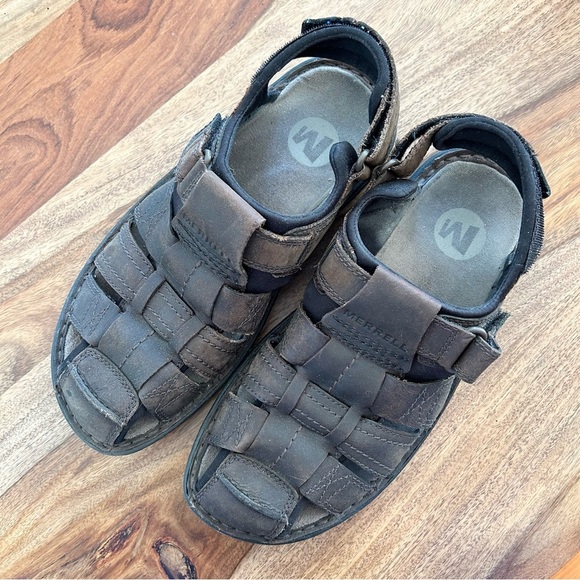 Merrell men’s leather sandals World Midway Bracken - Picture 2 of 10